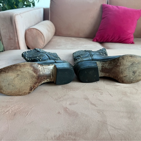 Old Gringo Black Studded Leather Western Ankle Boots - Picture 5 of 7